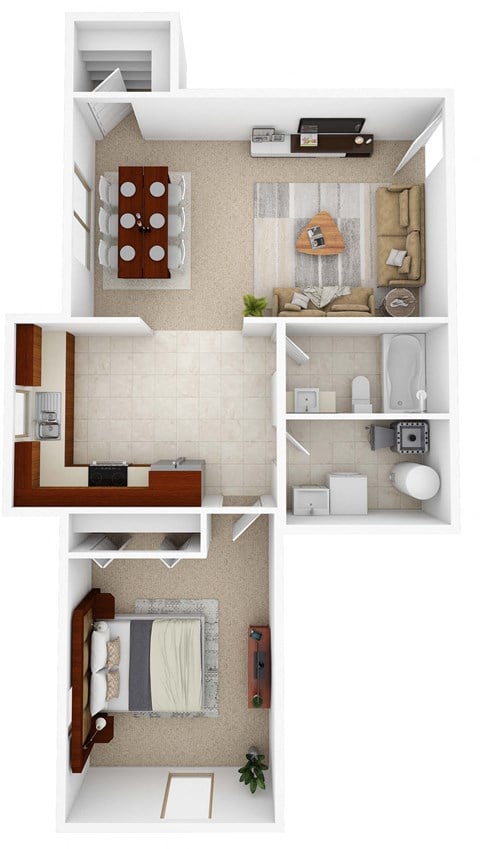 Floor plan for 1 bed, 1 bath, 804 sqft